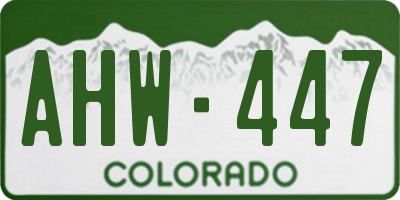 CO license plate AHW447