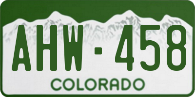 CO license plate AHW458