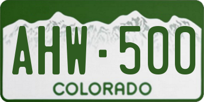 CO license plate AHW500
