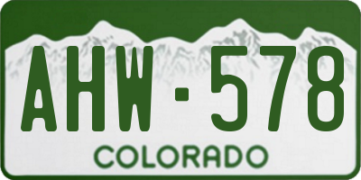 CO license plate AHW578