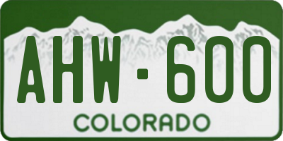 CO license plate AHW600