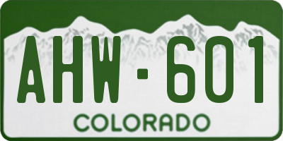 CO license plate AHW601