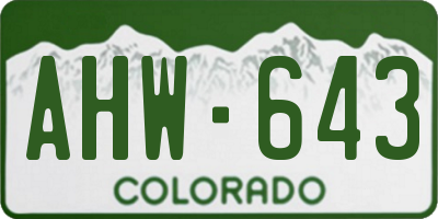 CO license plate AHW643