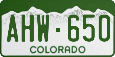 CO license plate AHW650