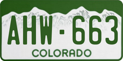 CO license plate AHW663