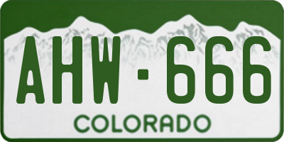 CO license plate AHW666