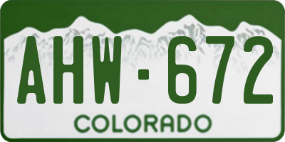 CO license plate AHW672
