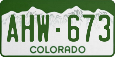 CO license plate AHW673
