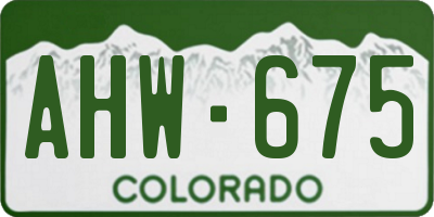CO license plate AHW675