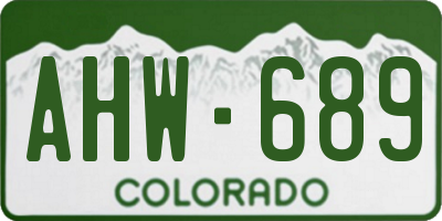 CO license plate AHW689