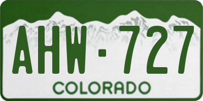 CO license plate AHW727