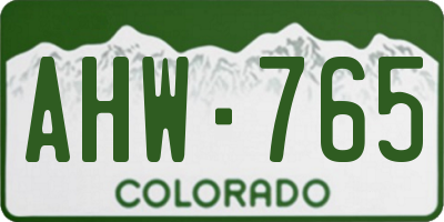CO license plate AHW765
