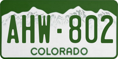 CO license plate AHW802