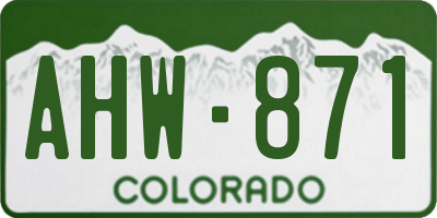 CO license plate AHW871