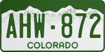 CO license plate AHW872