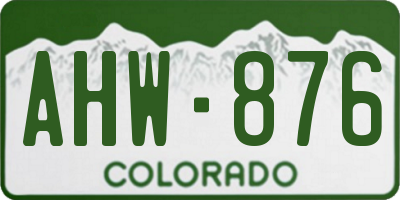 CO license plate AHW876