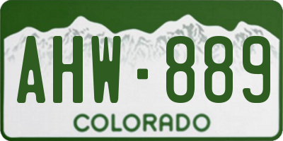 CO license plate AHW889