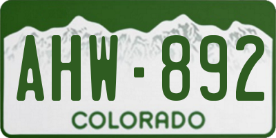 CO license plate AHW892