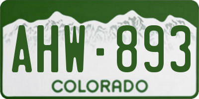 CO license plate AHW893