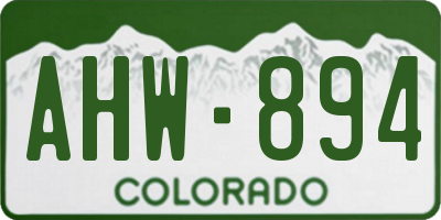 CO license plate AHW894
