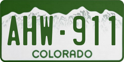 CO license plate AHW911