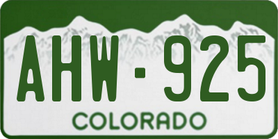 CO license plate AHW925