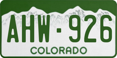 CO license plate AHW926