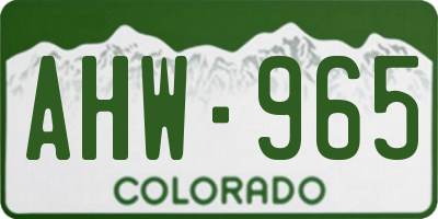 CO license plate AHW965