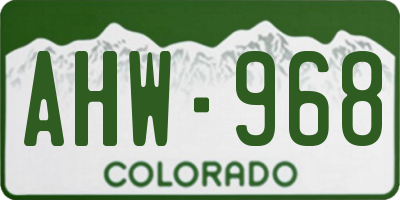 CO license plate AHW968