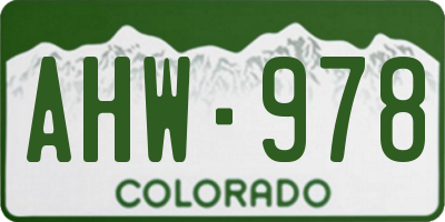 CO license plate AHW978