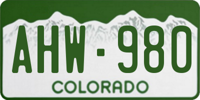 CO license plate AHW980