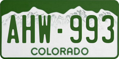 CO license plate AHW993