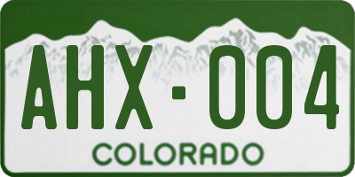 CO license plate AHX004
