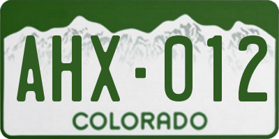 CO license plate AHX012