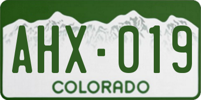 CO license plate AHX019