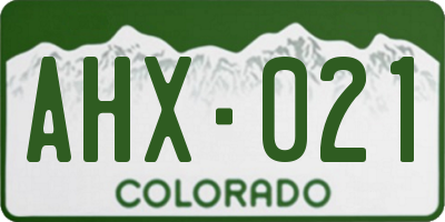 CO license plate AHX021