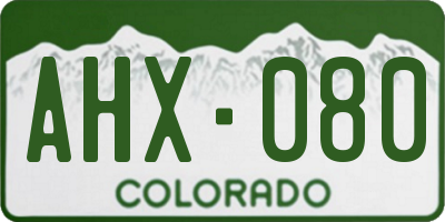CO license plate AHX080