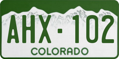 CO license plate AHX102
