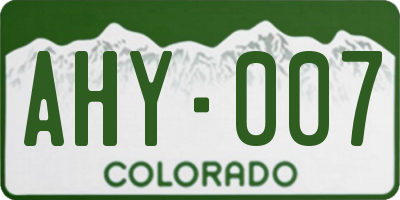 CO license plate AHY007