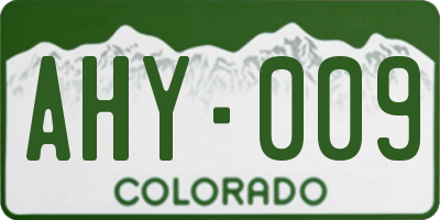 CO license plate AHY009