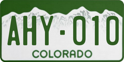 CO license plate AHY010