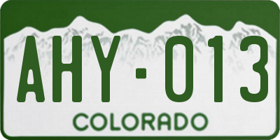 CO license plate AHY013