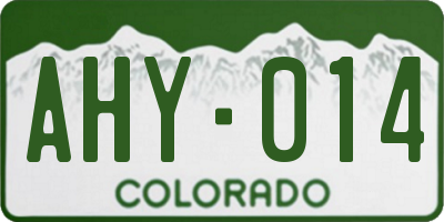 CO license plate AHY014