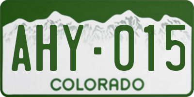 CO license plate AHY015