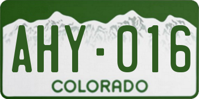 CO license plate AHY016