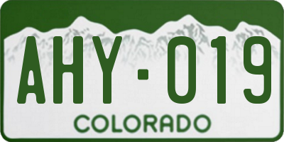 CO license plate AHY019