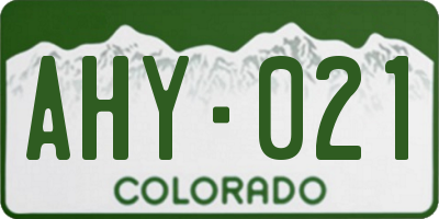 CO license plate AHY021