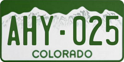 CO license plate AHY025