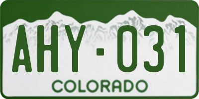 CO license plate AHY031