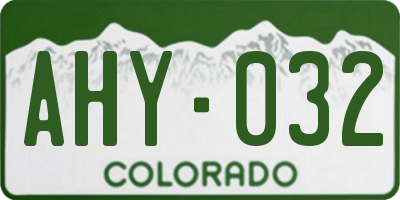CO license plate AHY032